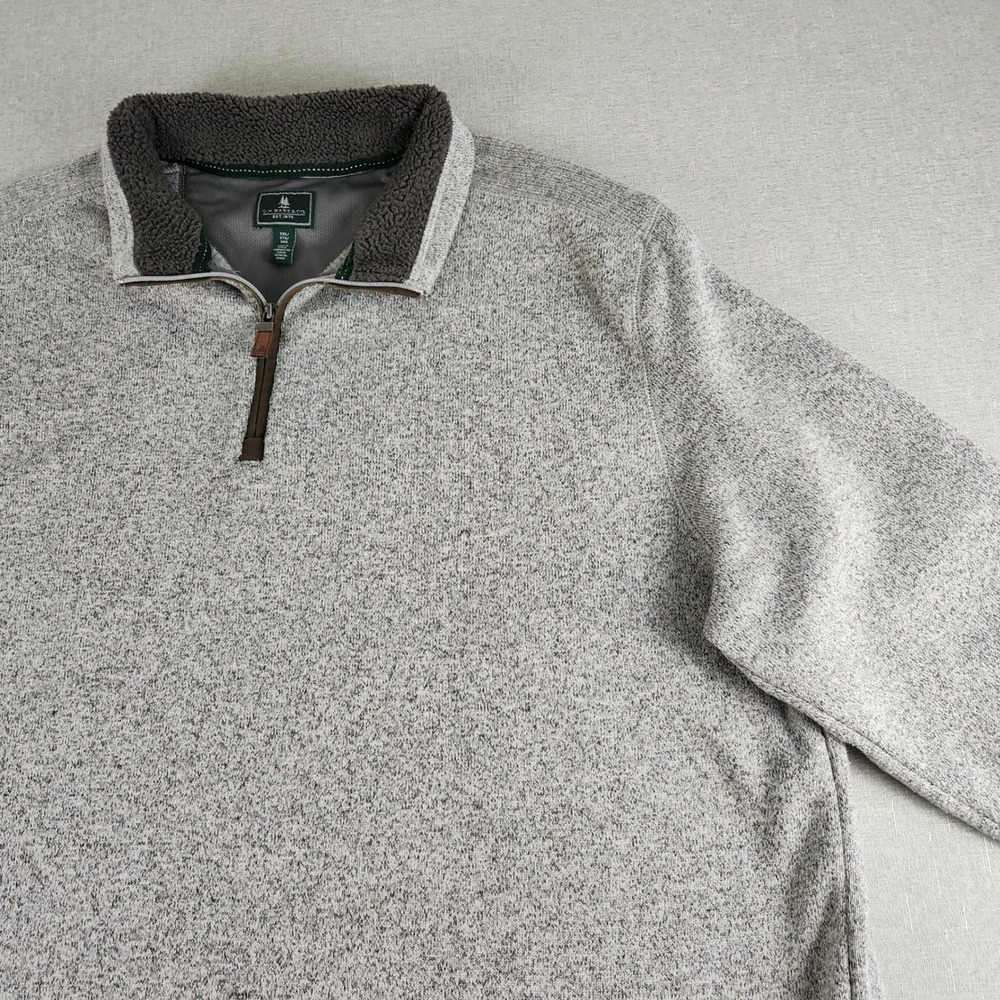 GH Bass & Co Mens 3XL Grey Marled Sherpa Lined Quarter Zip Pullover Sweater Cozy